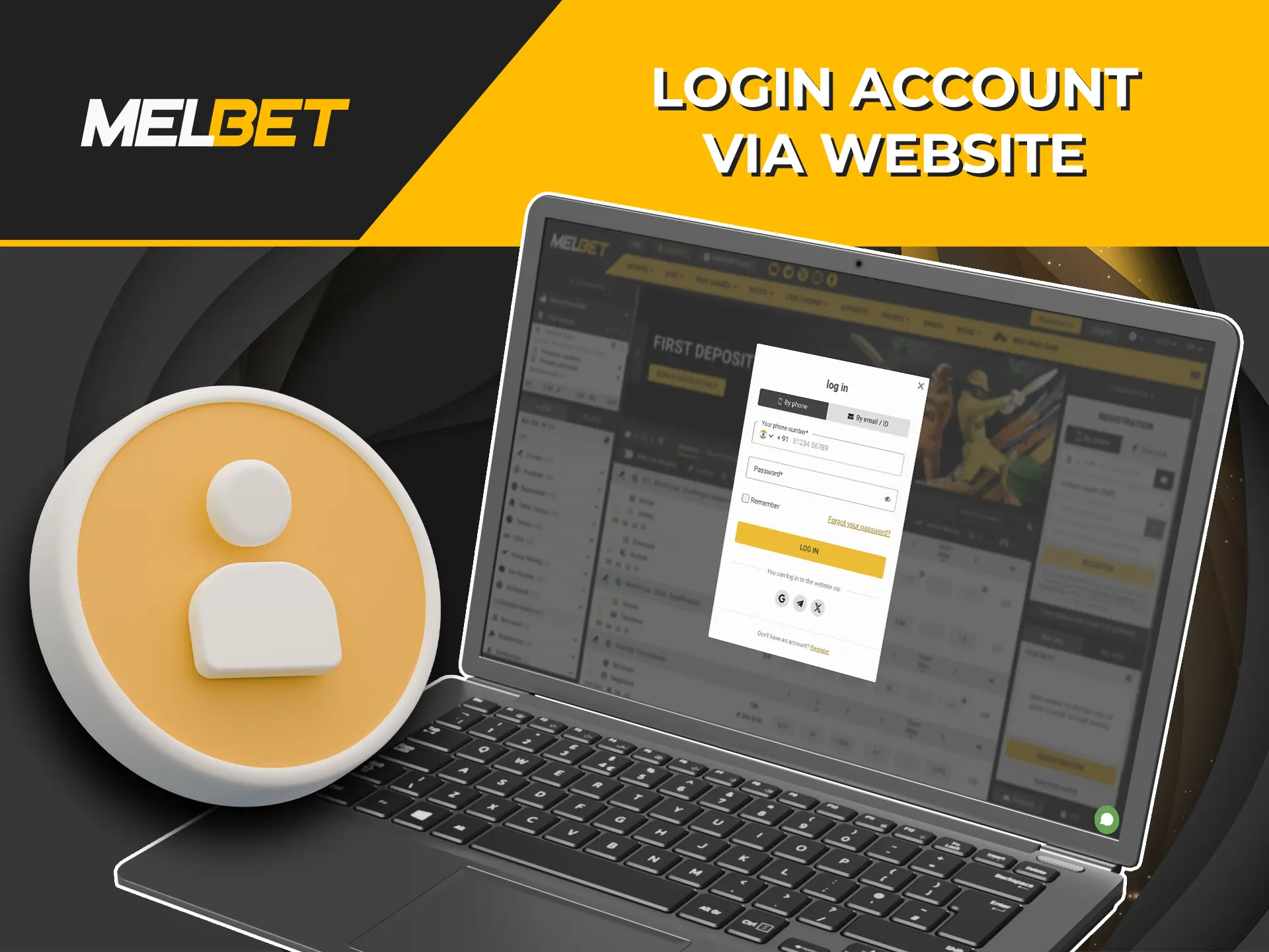 Familiarise yourself with the available methods of logging into your account at Melbet Casino.