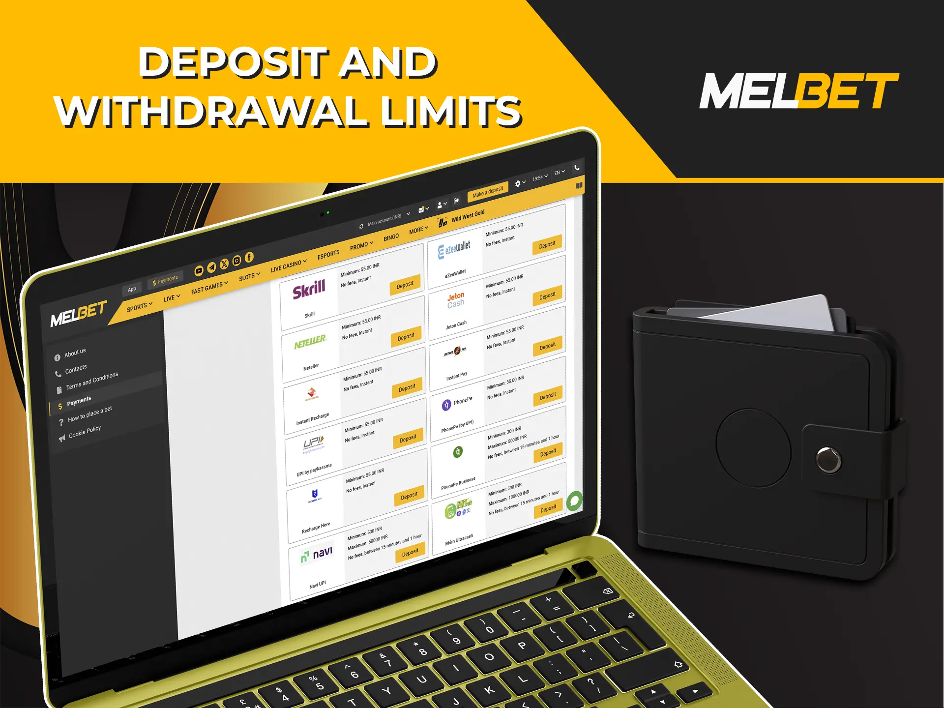 Find out about Melbet's limits when depositing via Skrill.