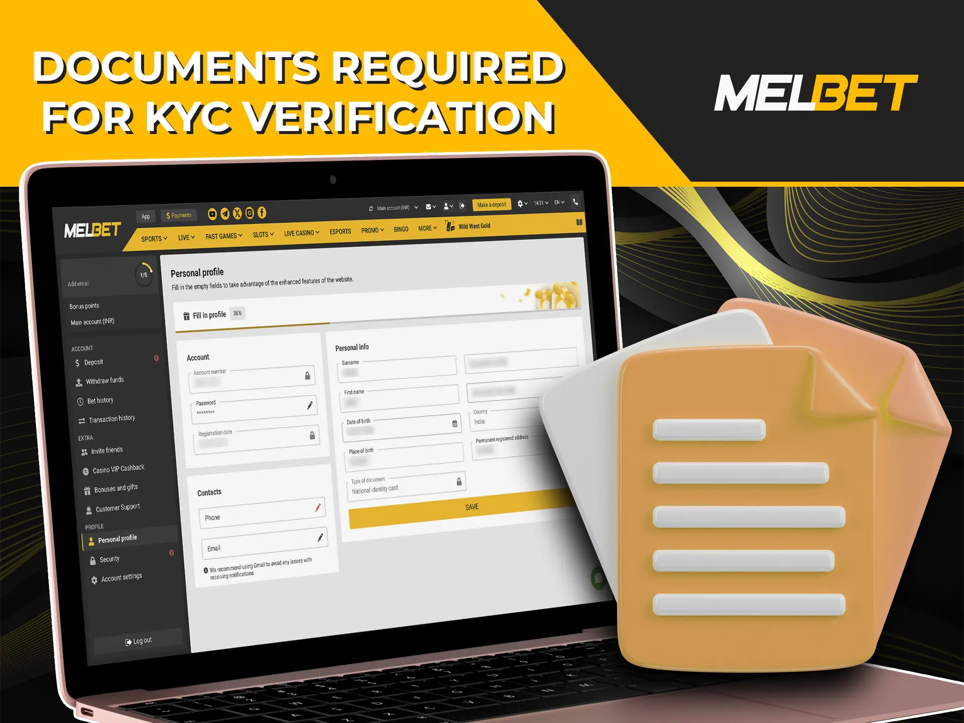 Prepare the necessary documents to confirm your identity at Melbet bookmaker.