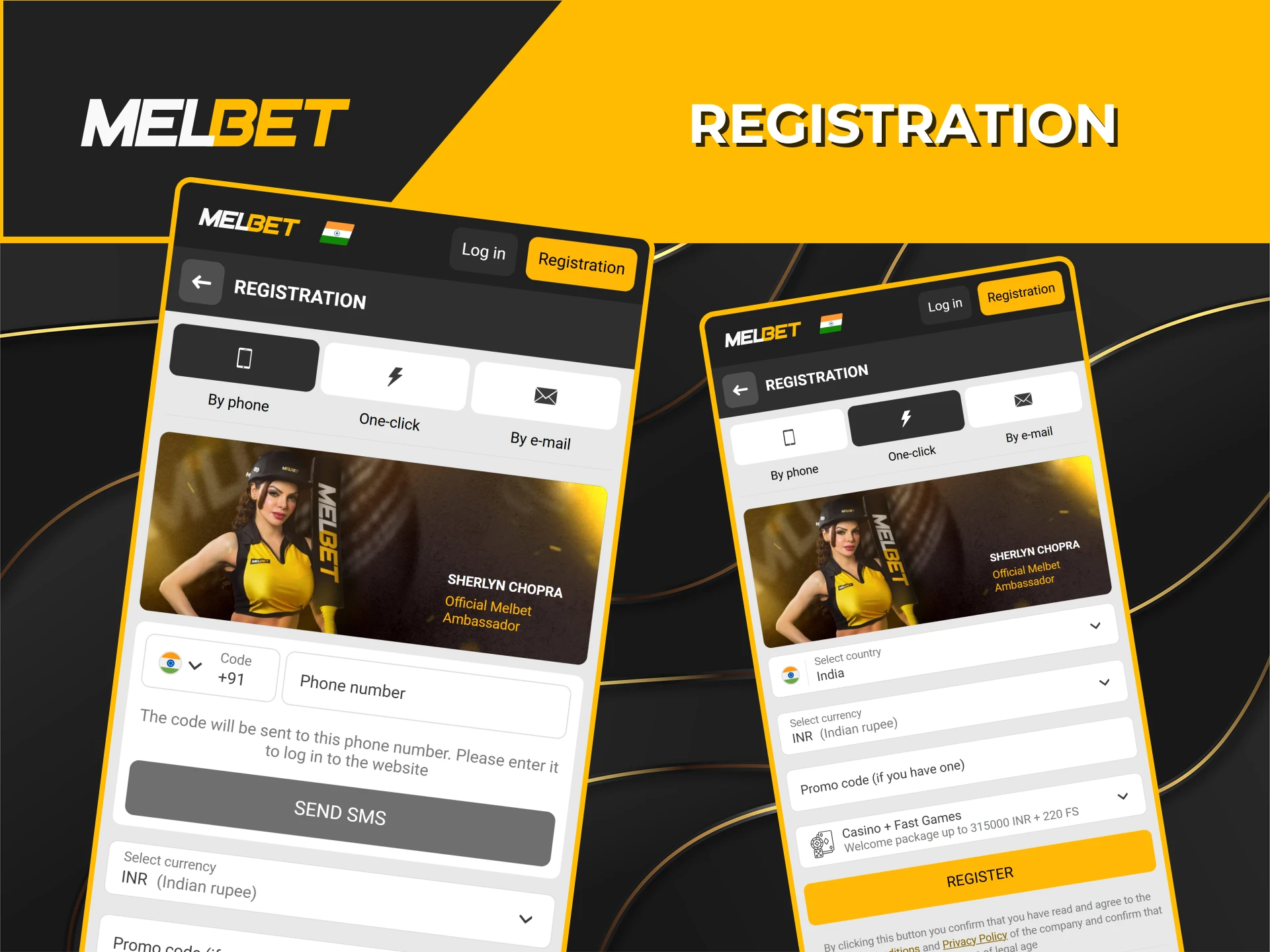 Open the registration form in the Melbet app to create an account.