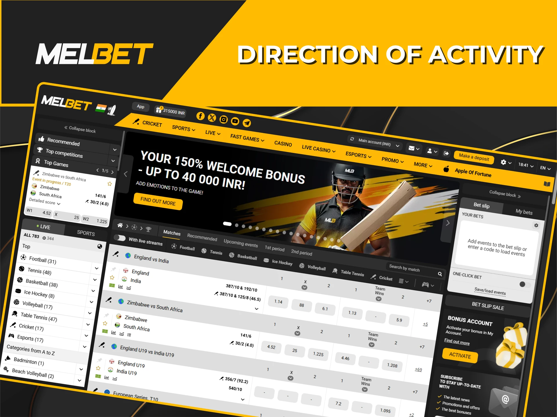 Check out the main activities of the Melbet bookmaker.