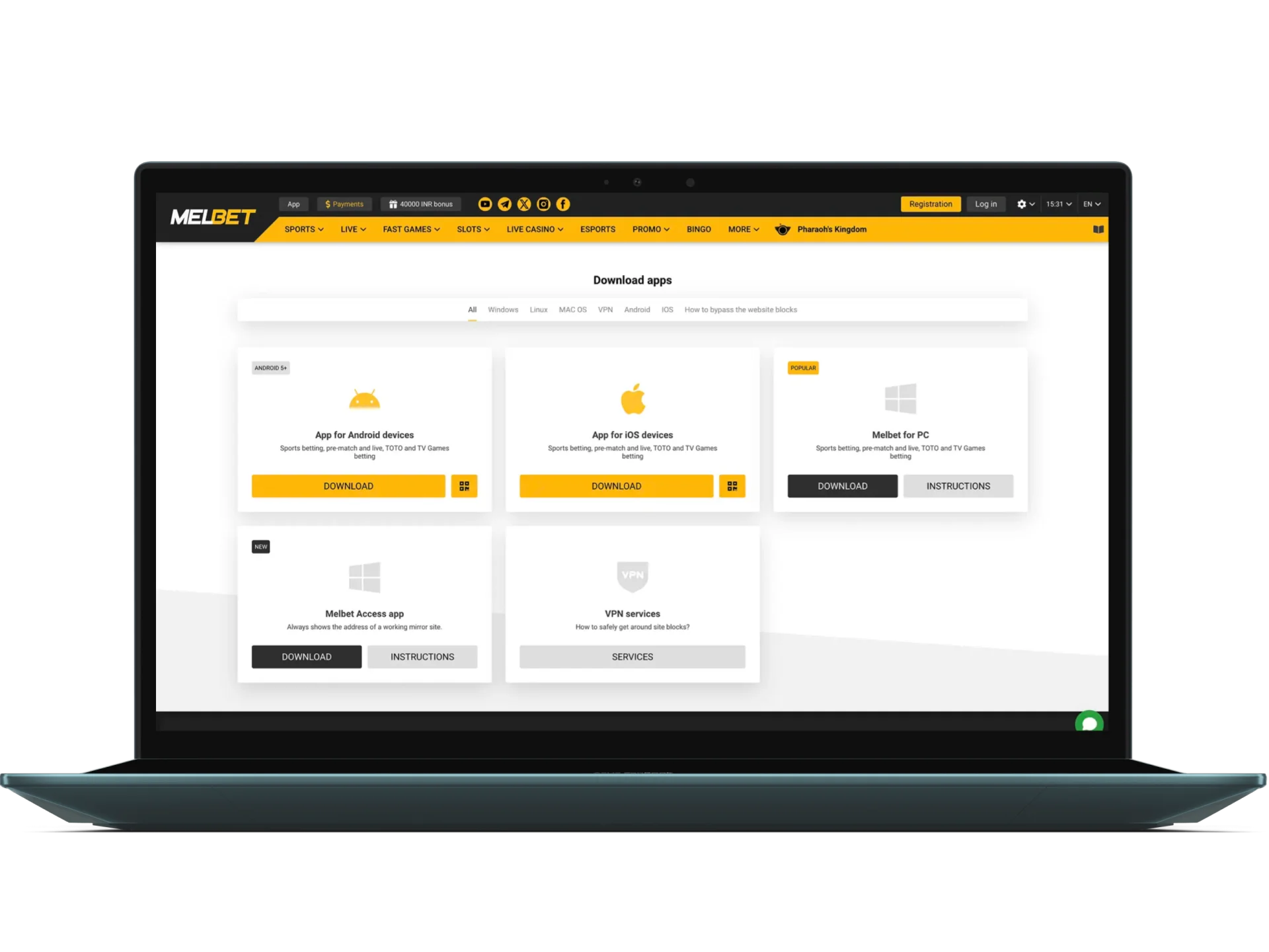 Open the Melbet application installation file for your PC.